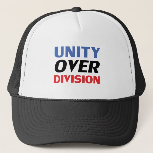 "Unity over Division"青い赤い白黒 キャップ (正面)