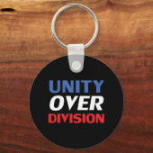 "Unity over Division"青、赤、黒、白 キーホルダー (正面)