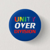 Unity over Division - lgbtq, lgbtプライド，青 缶バッジ (正面)