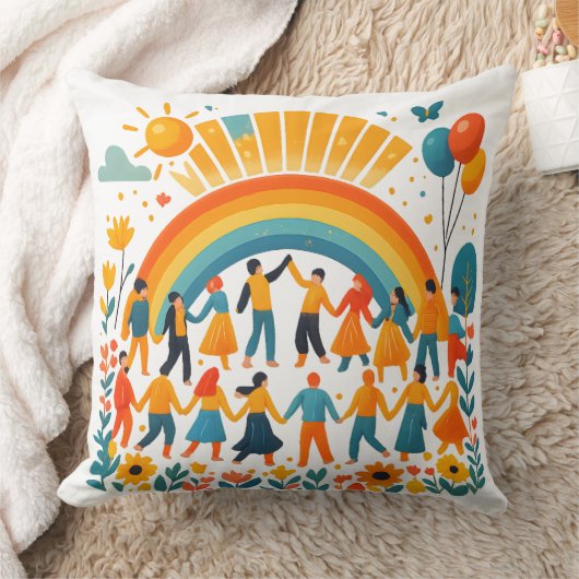 Unity Rainbow Community Decorative Pillow クッション (ブランケット)