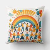 Unity Rainbow Community Decorative Pillow クッション (正面)