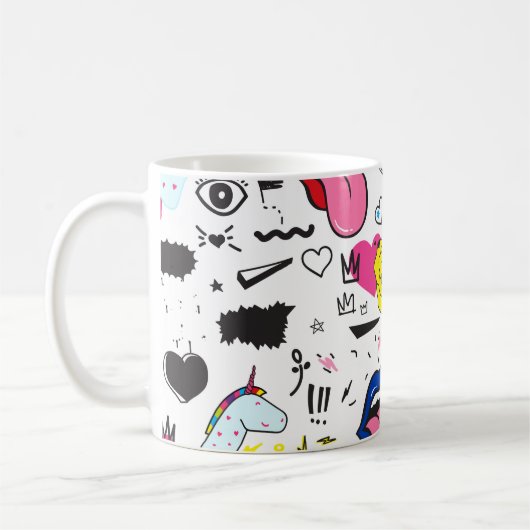 Universal trend hand drawing seamless pattern. Tre コーヒーマグカップ (左)