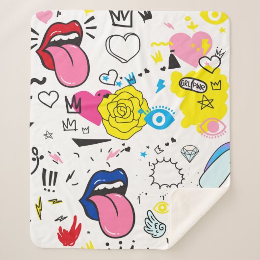 Universal trend hand drawing seamless pattern. Tre シェルパブランケット (正面)