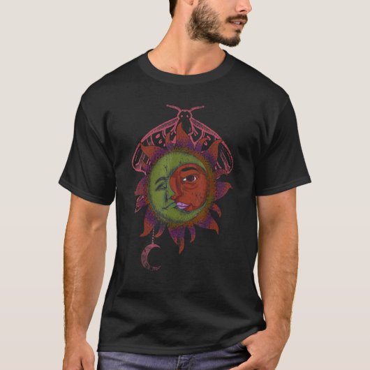 Universe Bohemian Aesthetic Boho Sun Moon Astrolog Tシャツ (正面)