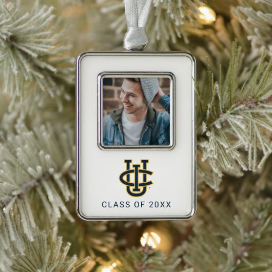 University of California, Irvineロゴ シルバープレートフレームオーナメント (ツリー)