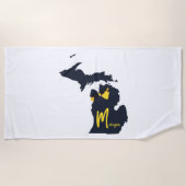 University of Michigan State Map Blue and Yellow ビーチタオル (正面)