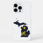 University of Michigan State Map Blue and Yellow iPhoneケース (裏面)