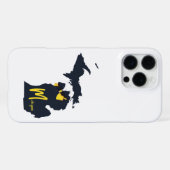 University of Michigan State Map Blue and Yellow iPhoneケース (裏面横)