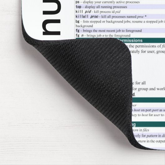 UnixまたはLinux命令カンニングペーパー マウスパッド (コーナー)