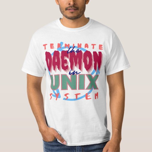 Unixシステムのデーモンプロセス Tシャツ (正面)