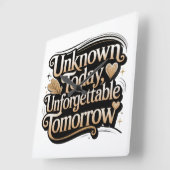 Unknown Today, Unforgettable Tomorrow スクエア壁時計 (傾斜)