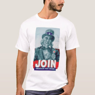 Unlceサムは身に着けています赤十字ボタン(US00291)を Tシャツ