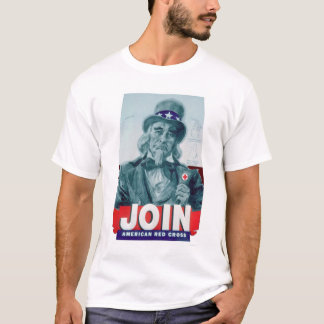 Unlceサムは身に着けています赤十字ボタン(US00291)を Tシャツ