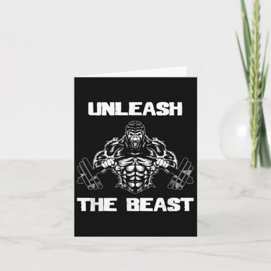 Unleahe Gorilla Bodybuilding Motivational Gift  カード (正面)