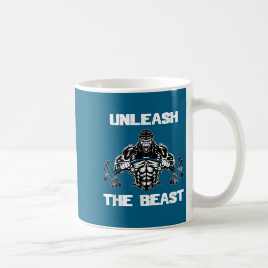 Unleahe Gorilla Bodybuilding Motivational Gift  コーヒーマグカップ (右)