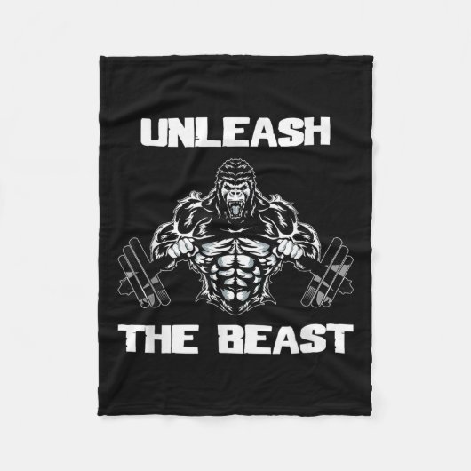 Unleahe Gorilla Bodybuilding Motivational Gift  フリースブランケット (正面)