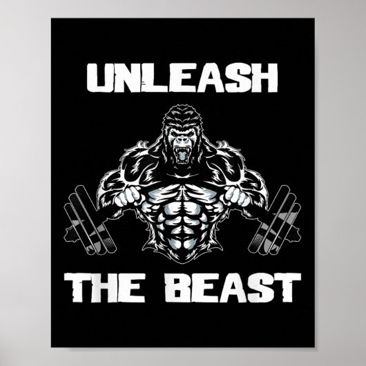 Unleahe Gorilla Bodybuilding Motivational Gift  ポスター (正面)