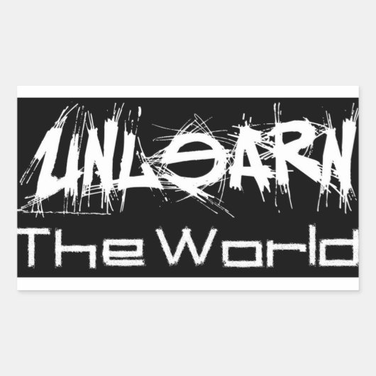 UnLearn The World Blackステッカー 長方形シール (正面)