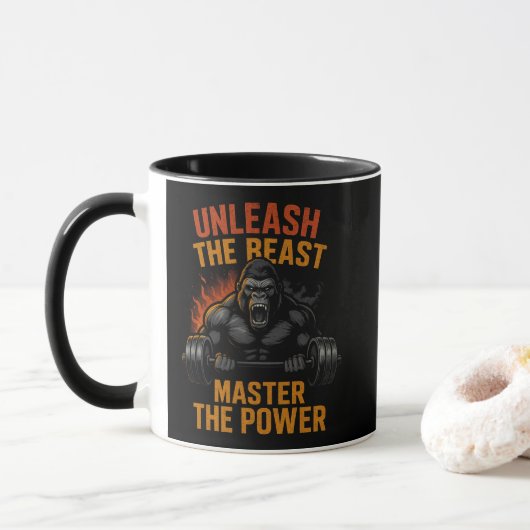 Unleash the Beast – Bodybuilding Power Muscle Gift マグカップ (ドーナツ)