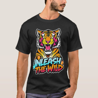 Unleash the Wild – Roaring Tiger Neon Art Tシャツ