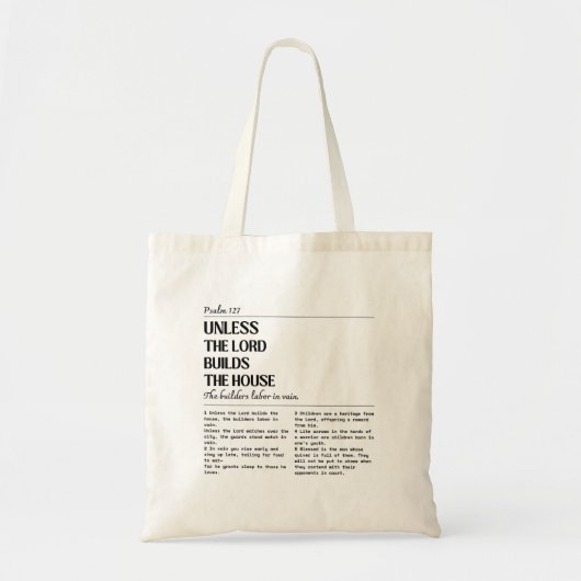 Unless The Lord Builds Psalm 127 Bag トートバッグ (正面)
