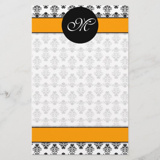 unlinedダマスク織01 (オレンジ) M 便箋 (正面)