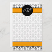 unlinedダマスク織01 (オレンジ) M 便箋 (正面/裏面)