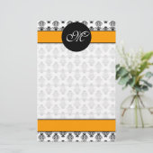 unlinedダマスク織01 (オレンジ) M 便箋 (スタンド正面)