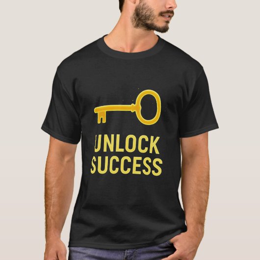 Unlock Success -白熱［赤熱］光を放つ Golden鍵Tシャツ Tシャツ (正面)