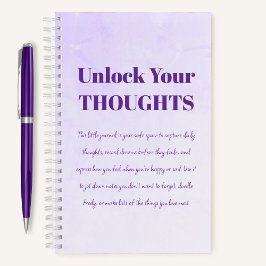 Unlock Your Thoughts | Minimal Journal - Purple ノートブック