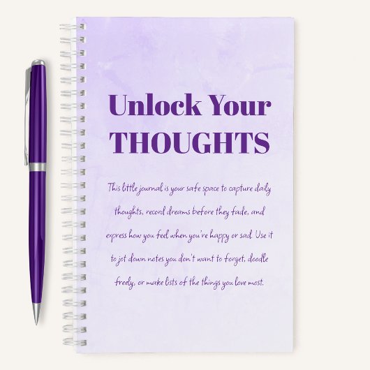 Unlock Your Thoughts | Minimal Journal - Purple ノートブック