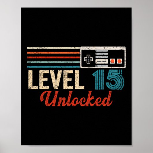 Unlocked Level 15 Birthday Boy Video Game Controll ポスター (正面)