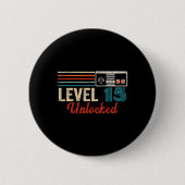 Unlocked Level 15 Birthday Boy Video Game Controll 缶バッジ (正面)