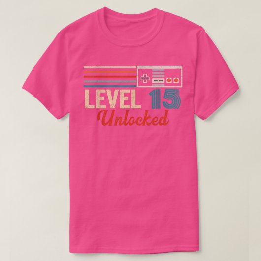 Unlocked Level 15 Birthday Boy Video Game Controll Tシャツ (デザイン正面)