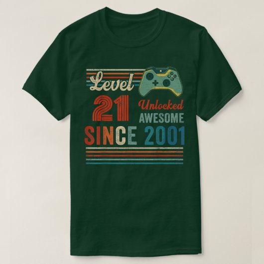 Unlocked Level 21 Birthday 21 Year Old Video Game  Tシャツ (デザイン正面)