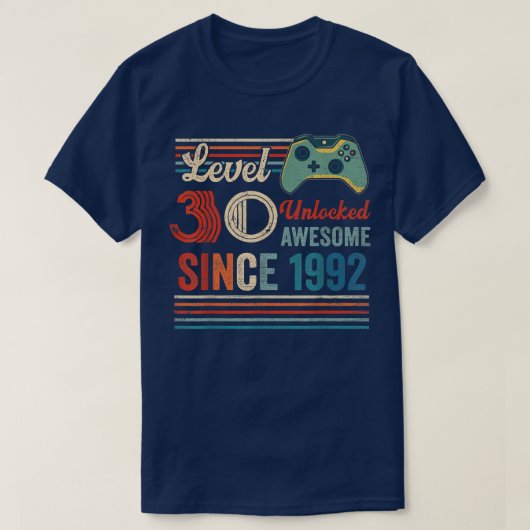 Unlocked Level 30 Birthday 30 Year Old Video Game  Tシャツ (デザイン正面)