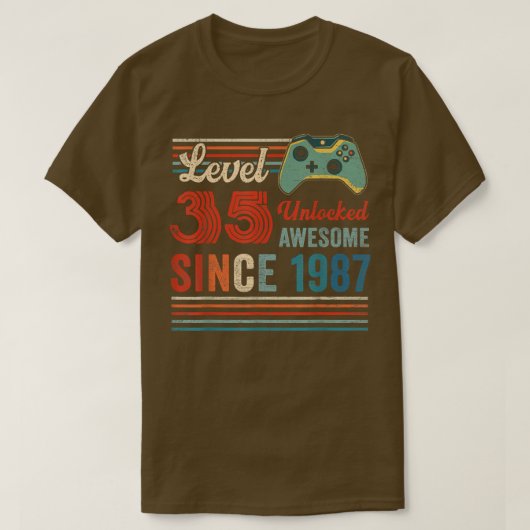 Unlocked Level 35 Birthday 35 Year Old Video Game  Tシャツ (デザイン正面)