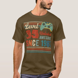 Unlocked Level 35 Birthday 35 Year Old Video Game  Tシャツ