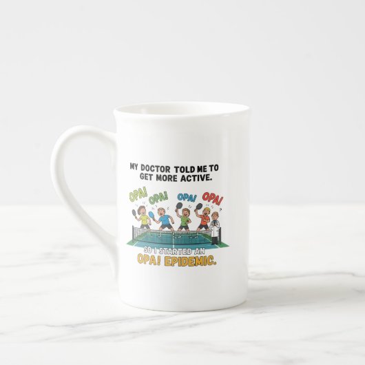 unny Pickleball OPA! Mug for Players and Fans Mug ボーンチャイナマグカップ (左)