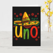 Uno 私の初めてのメキシコの誕生日 シンコデマヨ 1歳の誕生日 カード (黄色い花)