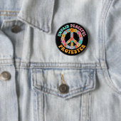 Unpaid Peaceful Protest Floral Peace Sign 缶バッジ (インサイチュ)