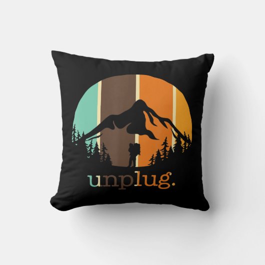 Unplug Hiking Lover Fun Outdoors Hiker Mountain Cl クッション (正面)