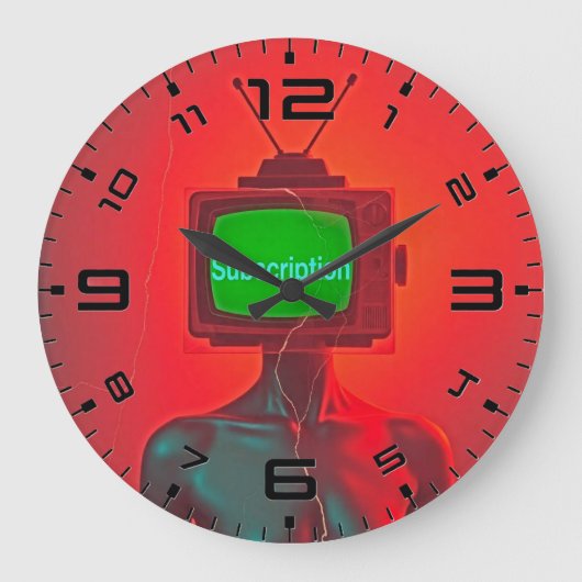 Unplug Time – Retro TV Head Clock ラージ壁時計 (正面)