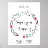 UNPLUGGEDの結婚ようこそフローラ書道の標識 ポスター (正面)