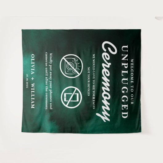 Unplugged Ceremony Emerald Green Backdrop タペストリー (正面(横))