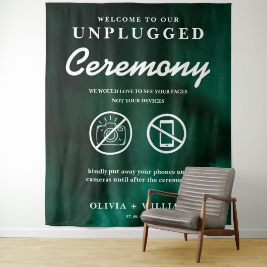 Unplugged Ceremony Emerald Green Backdrop タペストリー (インサイチュ)