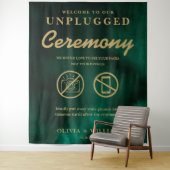 Unplugged Ceremony Emerald Green & Gold Backdrop タペストリー (インサイチュ)