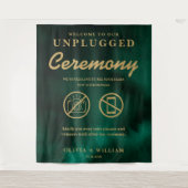 Unplugged Ceremony Emerald Green & Gold Backdrop タペストリー (正面)