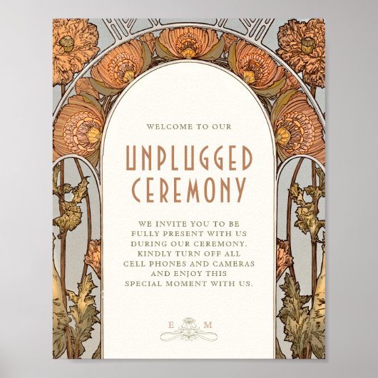 Unplugged Ceremony Sign Vintage Art Nouveau ポスター (正面)