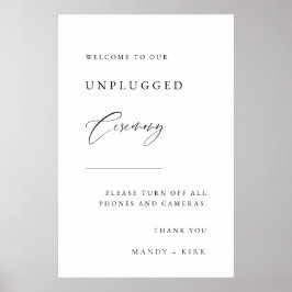 Unplugged Ceremony Wedding Sign  ポスター